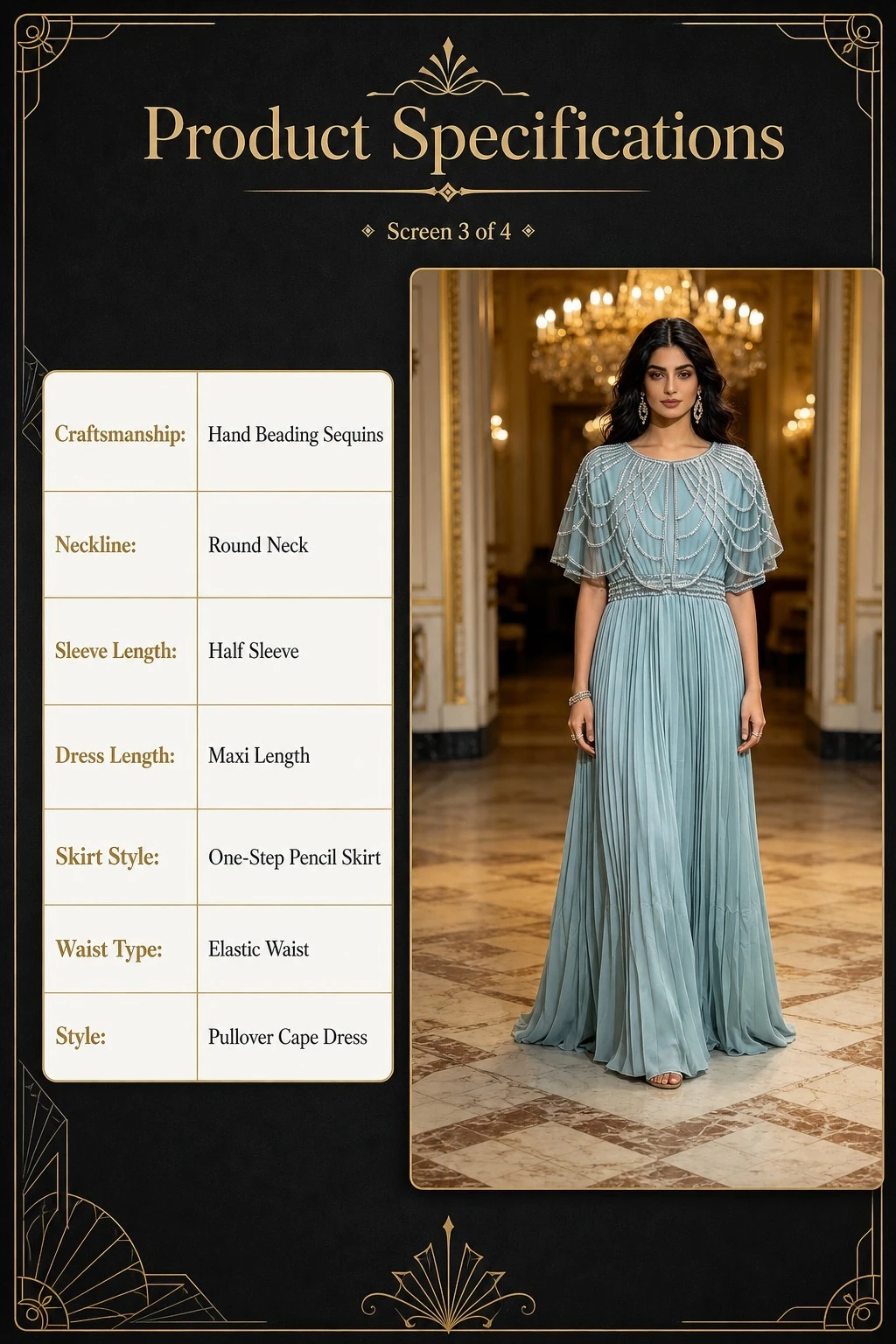 Robe de soirée musulmane vintage, ornée de strass, avec cape en maille transparente, plissée, longueur maxi, robe islamique pour femmes .